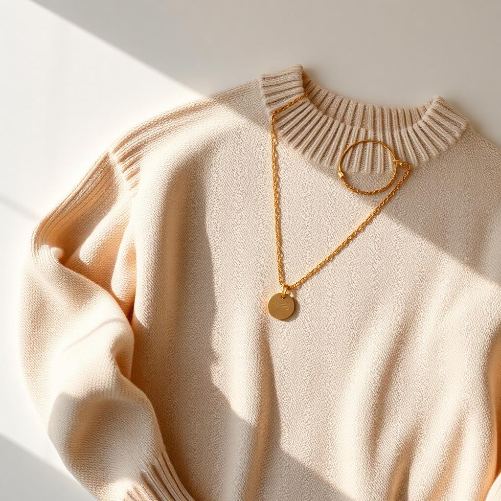 Cashmere and gold jewelry from The Style Den boutique